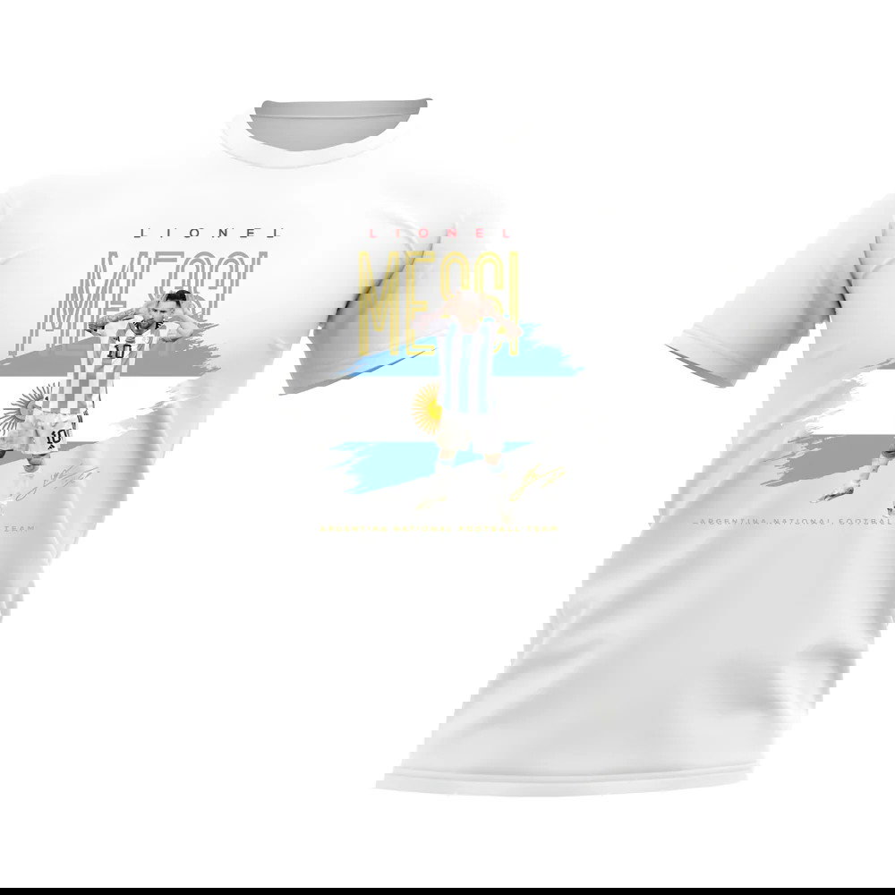 Lionel Messi Argentina Football Celebration T-Shirt (White)