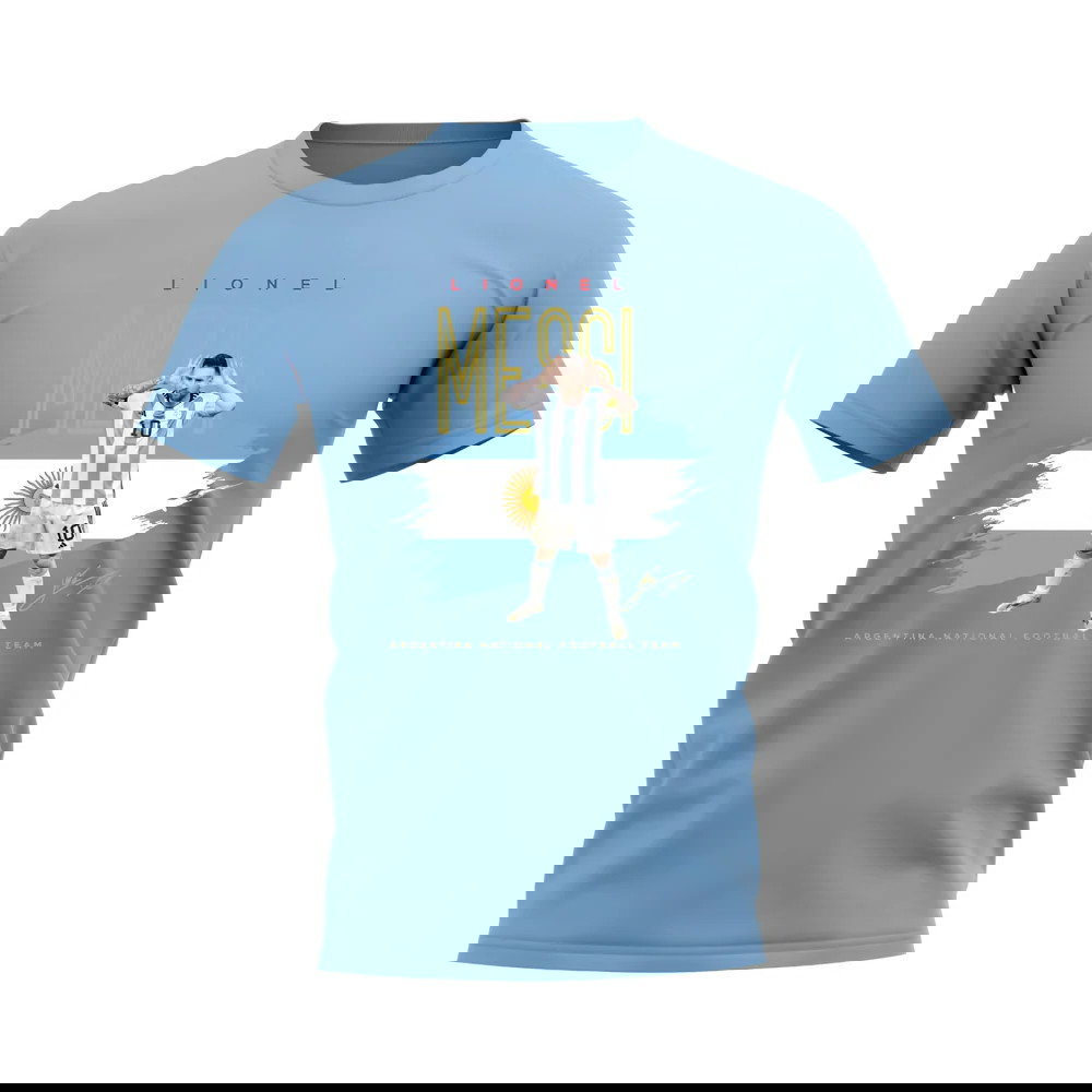 Lionel Messi Argentina Football Celebration T-Shirt (Sky Blue)