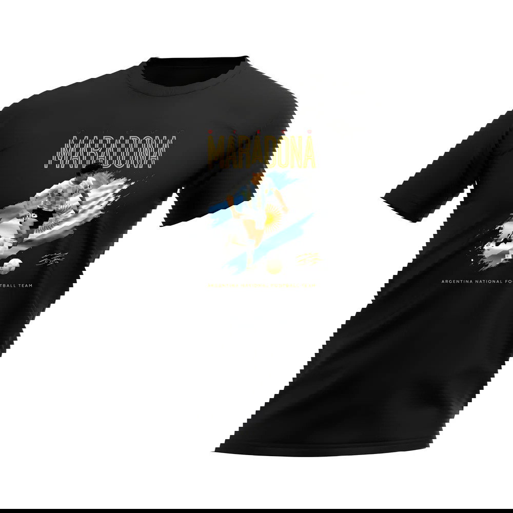 Diego Maradona Argentina Image T-Shirt (Black)