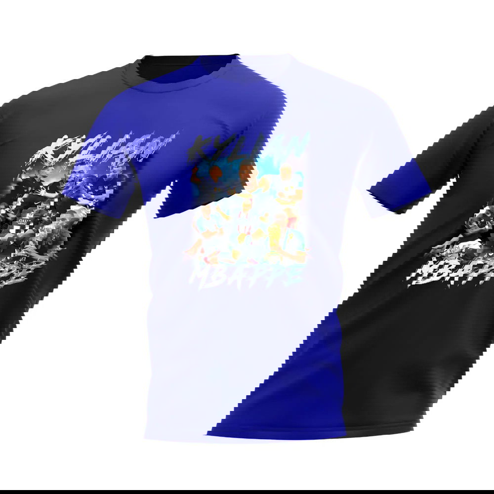 Kylian Mbappe Bootleg Football T-Shirt (Blue)