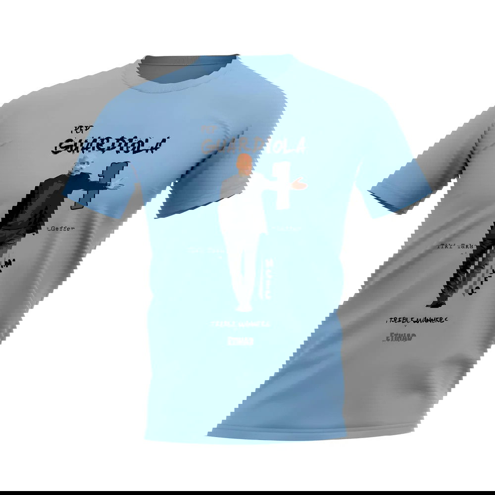 Pep Guardiola Manchester City Graphic T-Shirt (Sky Blue)