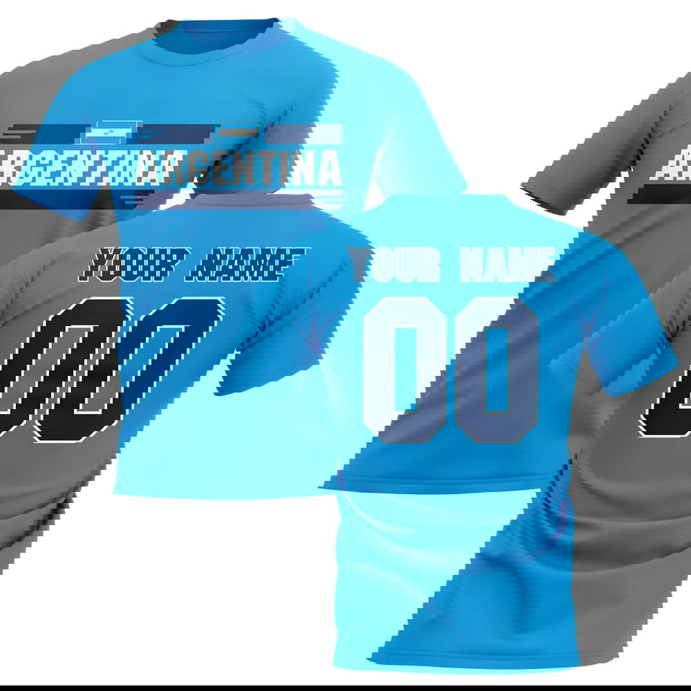 Personalised Argentina Fan Football T-Shirt (Sky Blue)