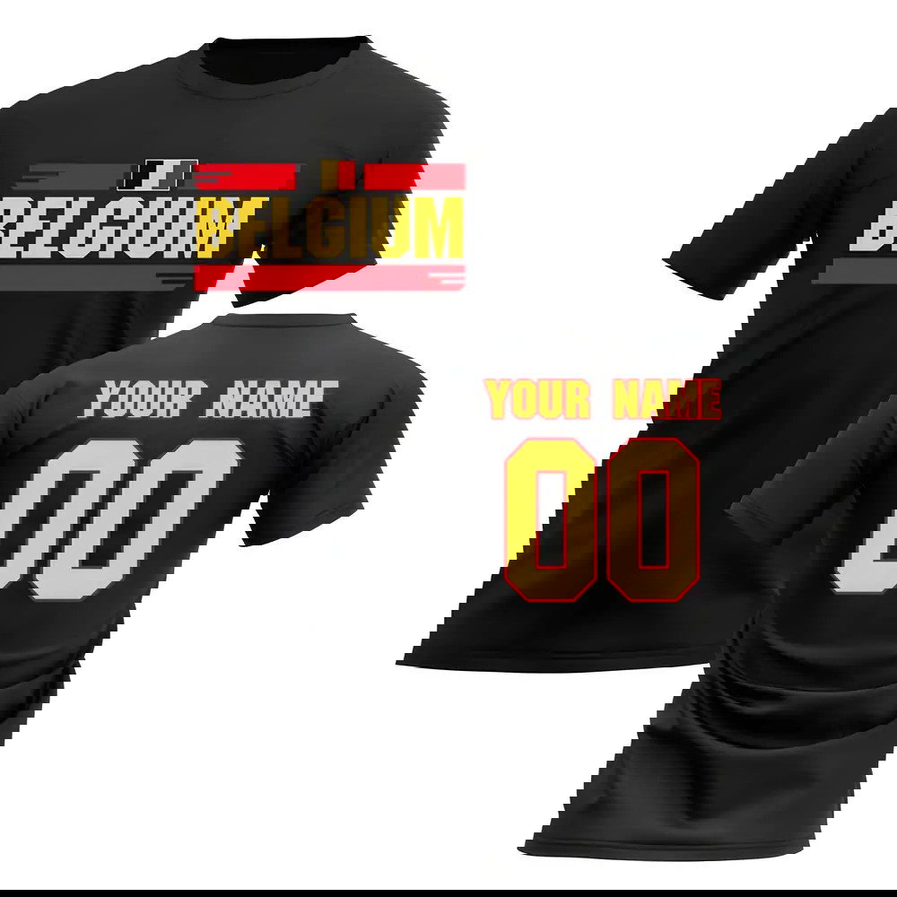 Personalised Belgium Fan Football T-Shirt (black)