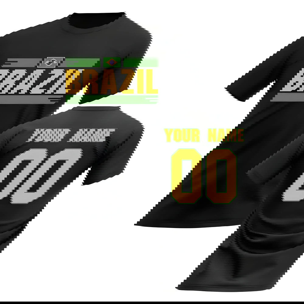 Personalised Brazil Fan Football T-Shirt (black)