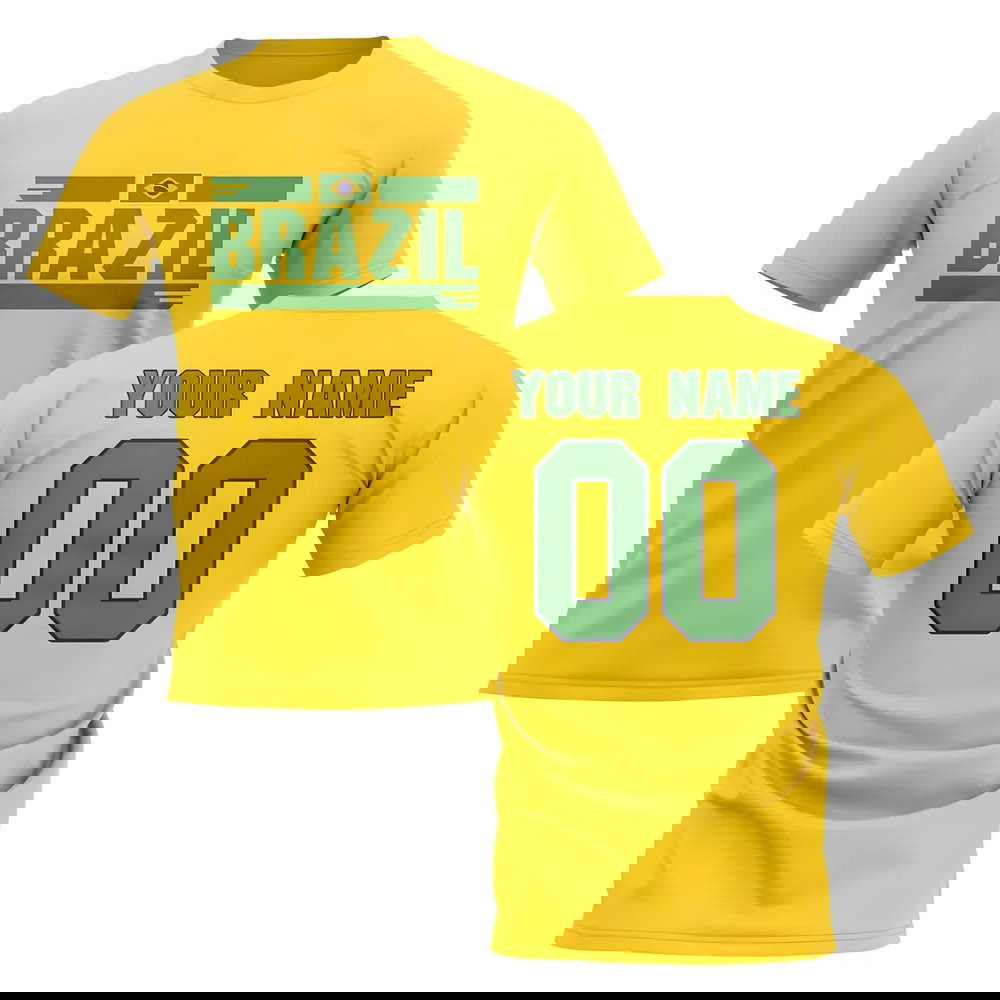 Personalised Brazil Fan Football T-Shirt (yellow)