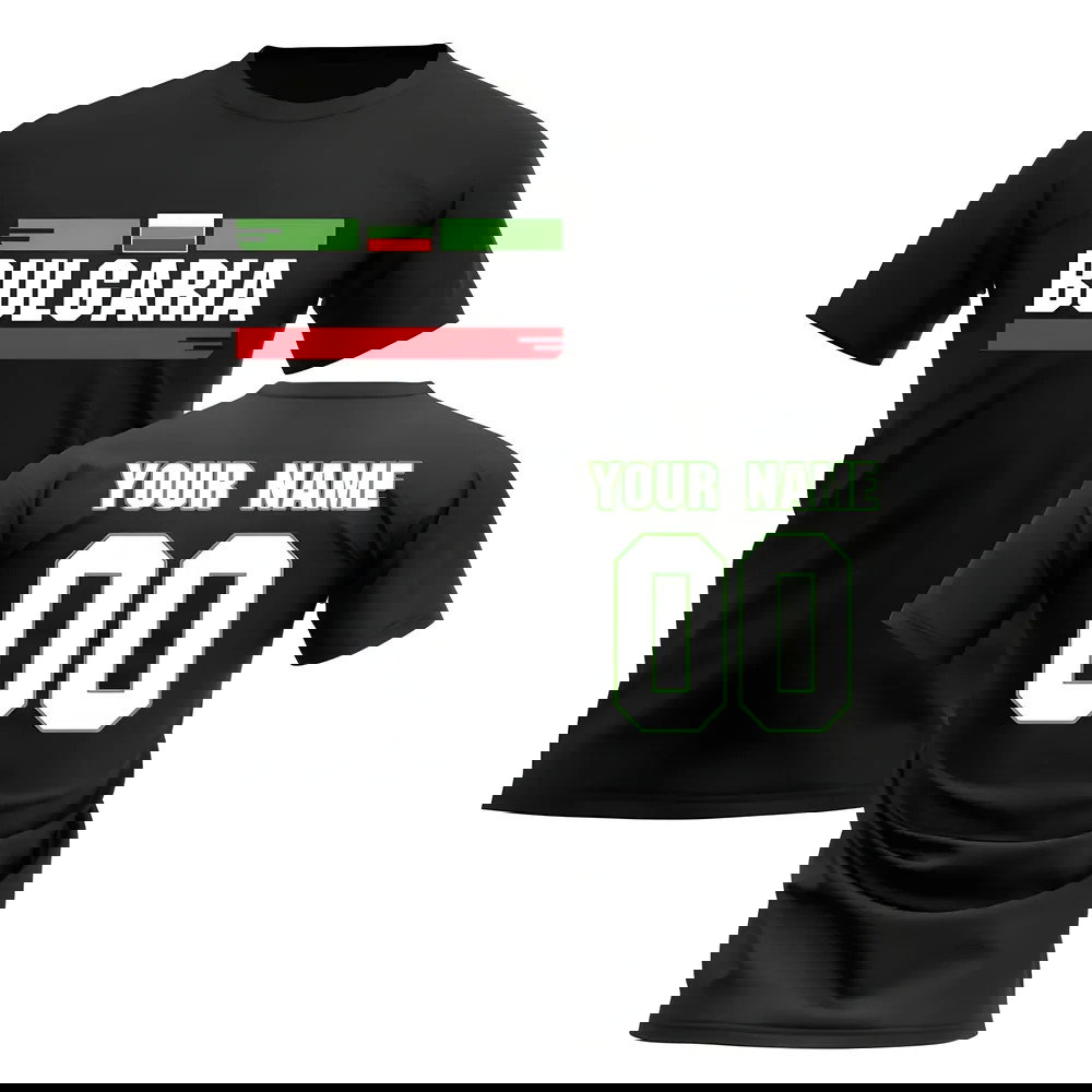 Personalised Bulgaria Fan Football T-Shirt (black)