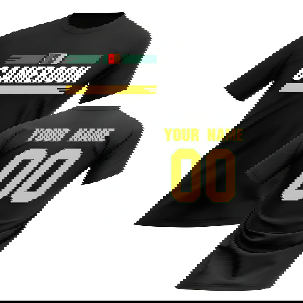 Personalised Cameroon Fan Football T-Shirt (black)