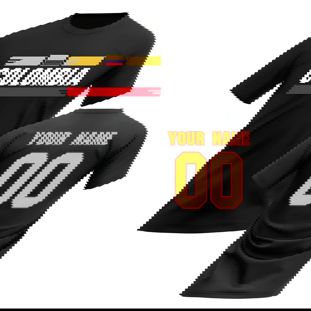 Personalised Colombia Fan Football T-Shirt (black)