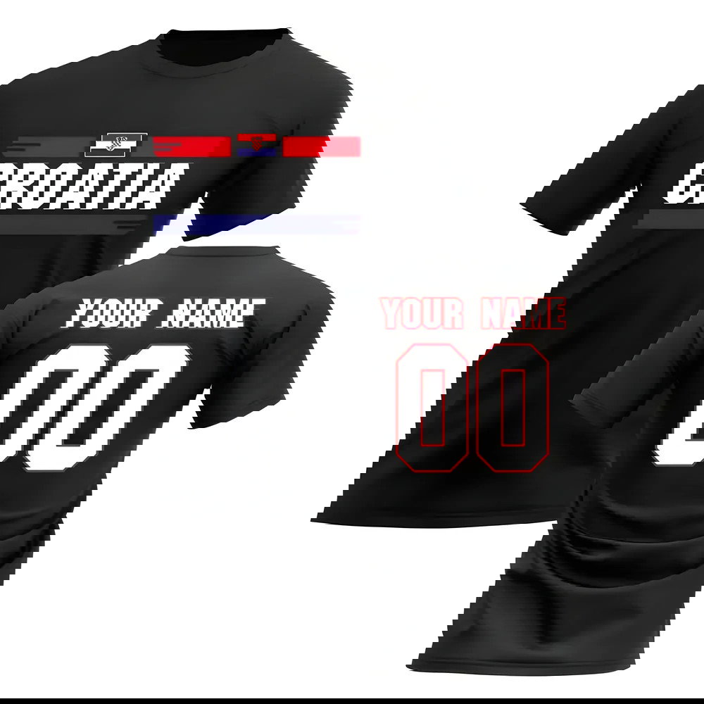 Personalised Croatia Fan Football T-Shirt (black)