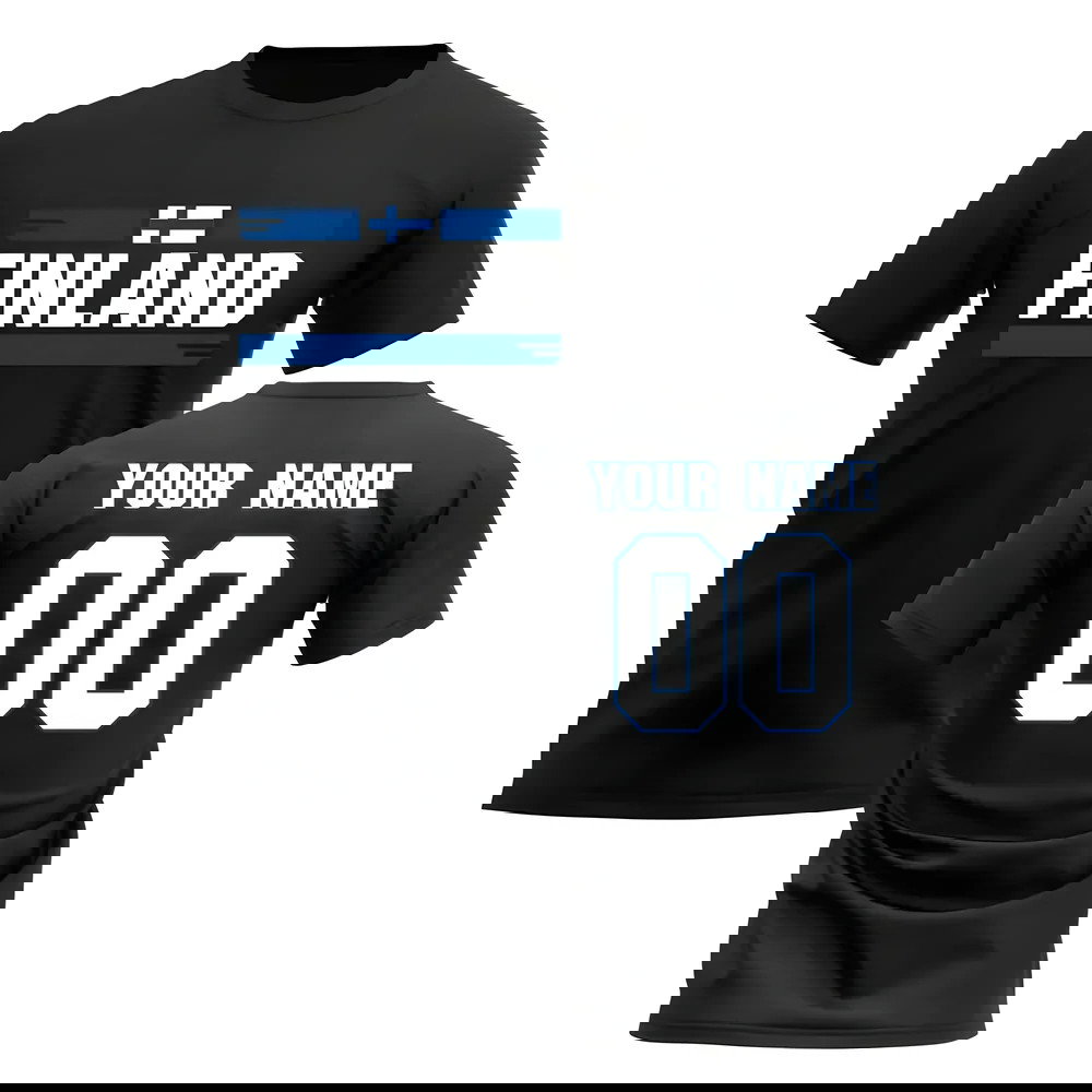 Personalised Finland Fan Football T-Shirt (black)
