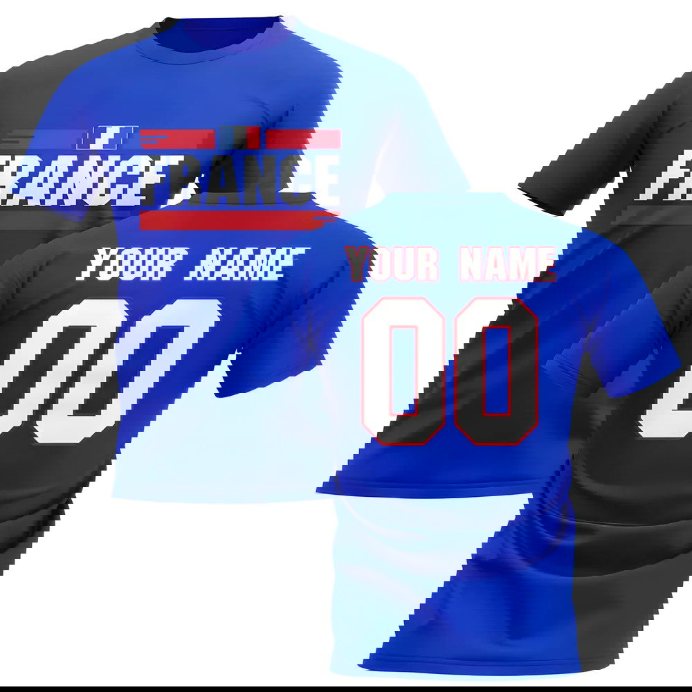 Personalised France Fan Football T-Shirt (blue)