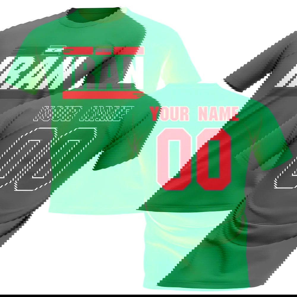 Personalised Iran Fan Football T-Shirt (green)