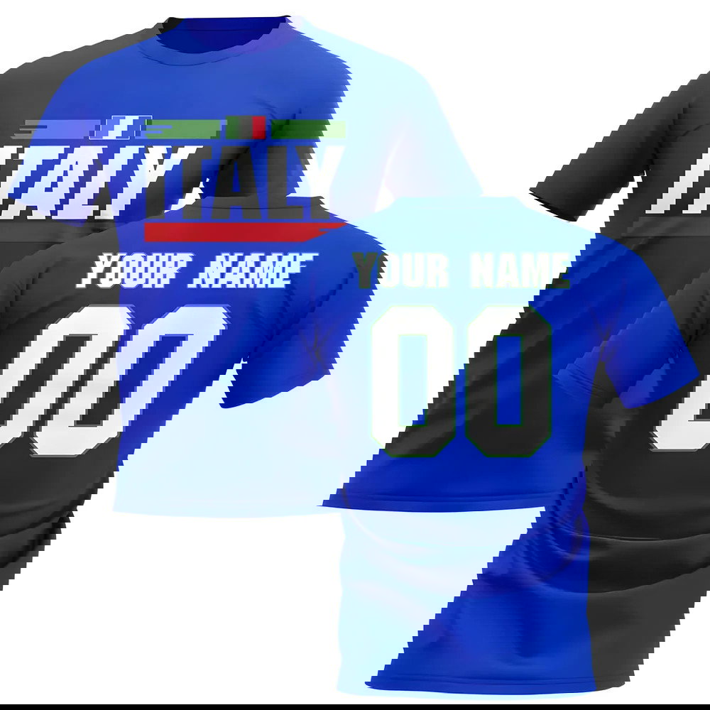 Personalised Italy Fan Football T-Shirt (blue)