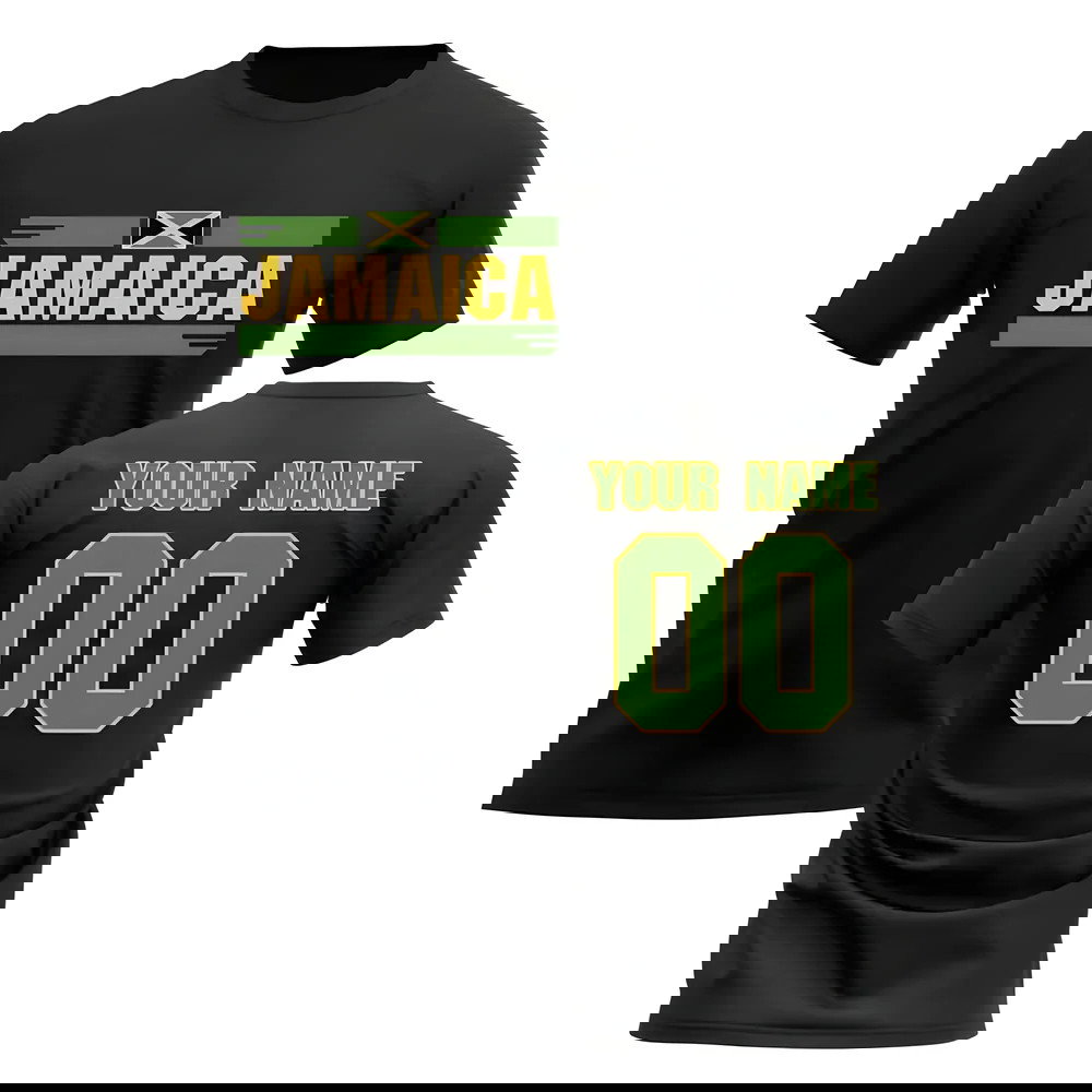 Personalised Jamaica Fan Football T-Shirt (black)