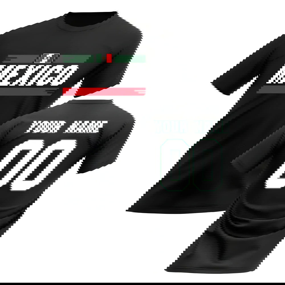 Personalised Mexico Fan Football T-Shirt (black)