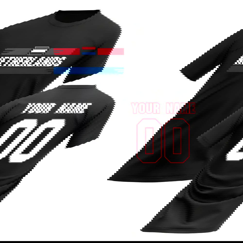 Personalised Netherlands Fan Football T-Shirt (black)