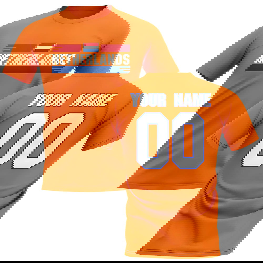 Personalised Netherlands Fan Football T-Shirt (orange)