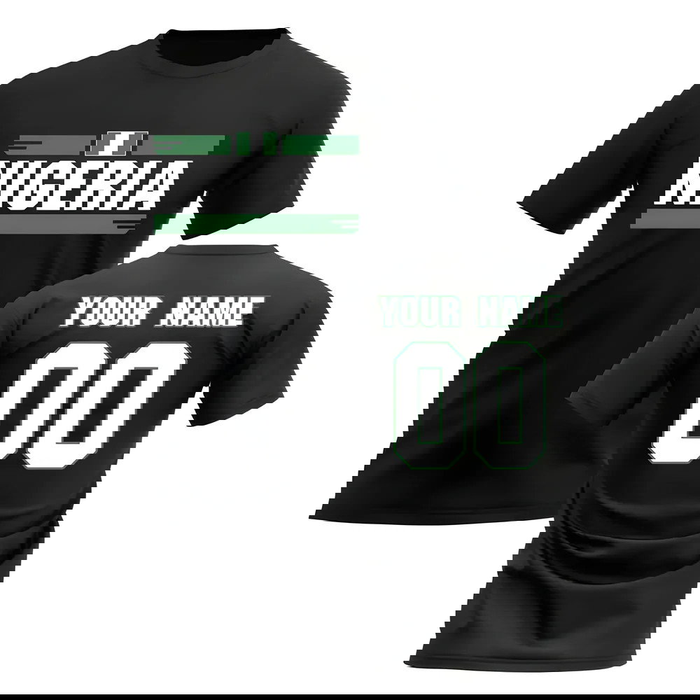 Personalised Nigeria Fan Football T-Shirt (black)