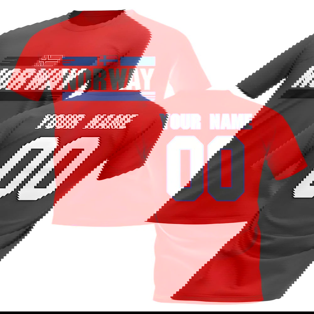 Personalised Norway Fan Football T-Shirt (red)