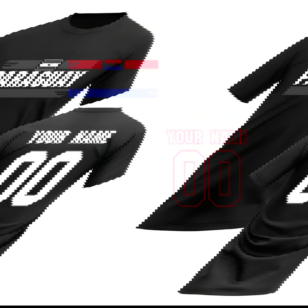 Personalised Paraguay Fan Football T-Shirt (black)