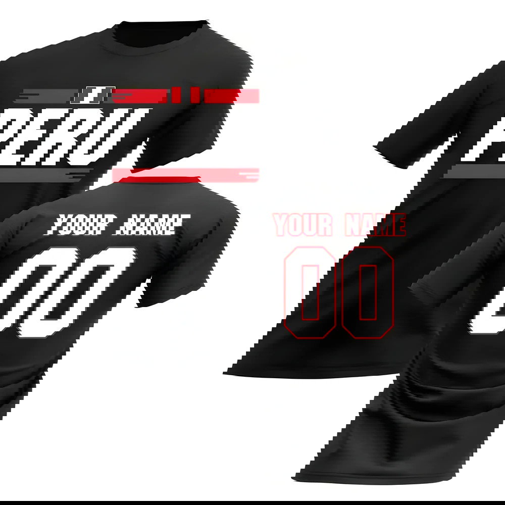 Personalised Peru Fan Football T-Shirt (black)