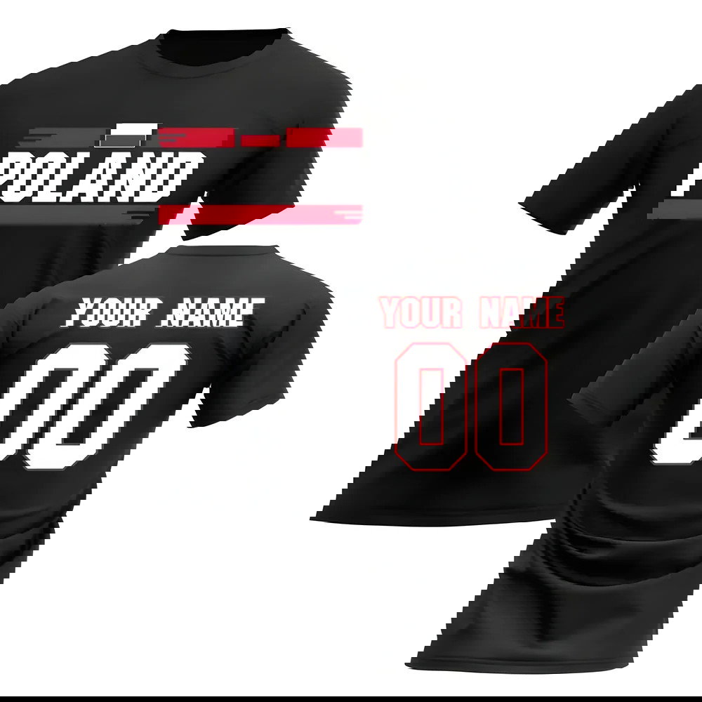 Personalised Poland Fan Football T-Shirt (black)