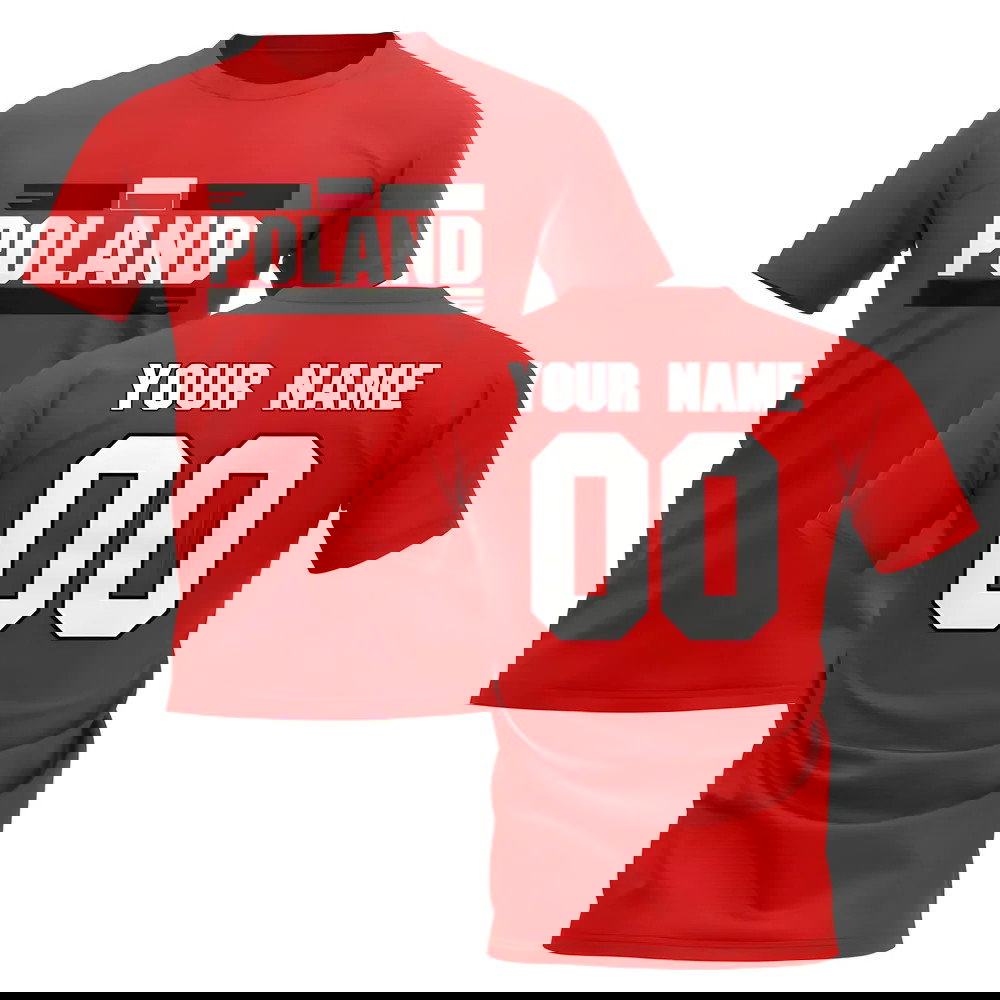 Personalised Poland Fan Football T-Shirt (red)