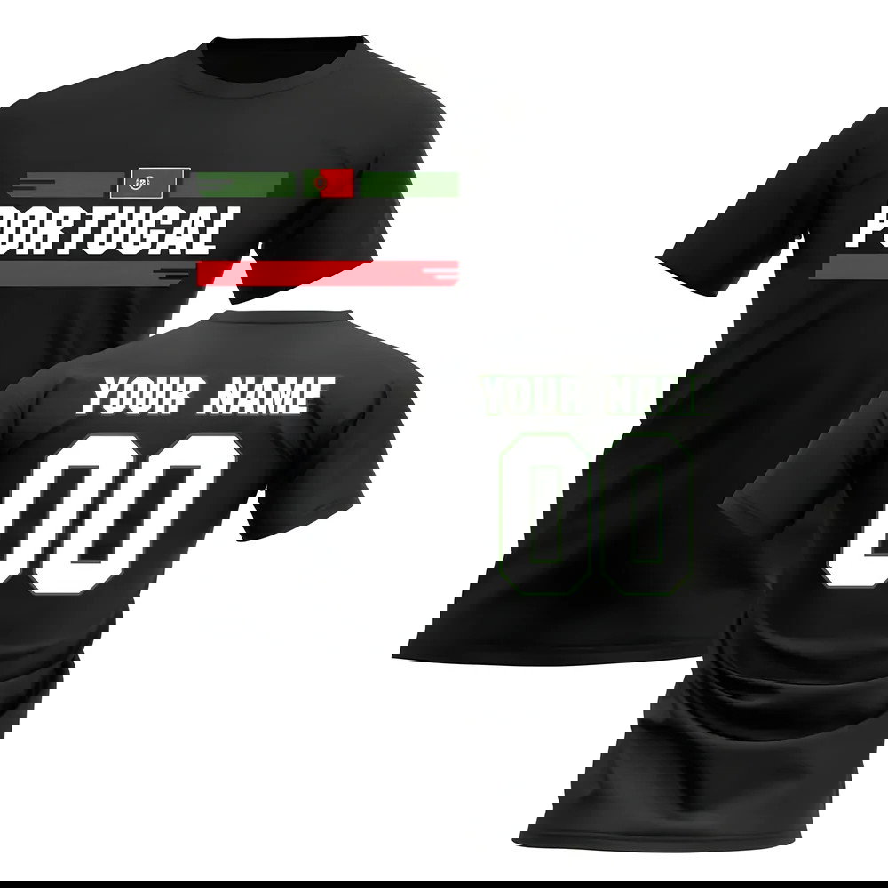 Personalised Portugal Fan Football T-Shirt (black)