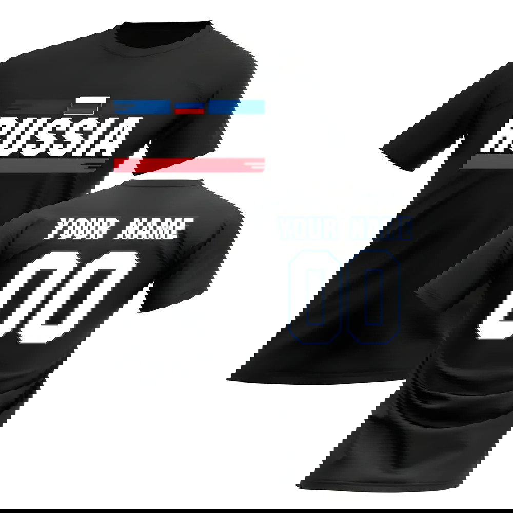 Personalised Russia Fan Football T-Shirt (black)