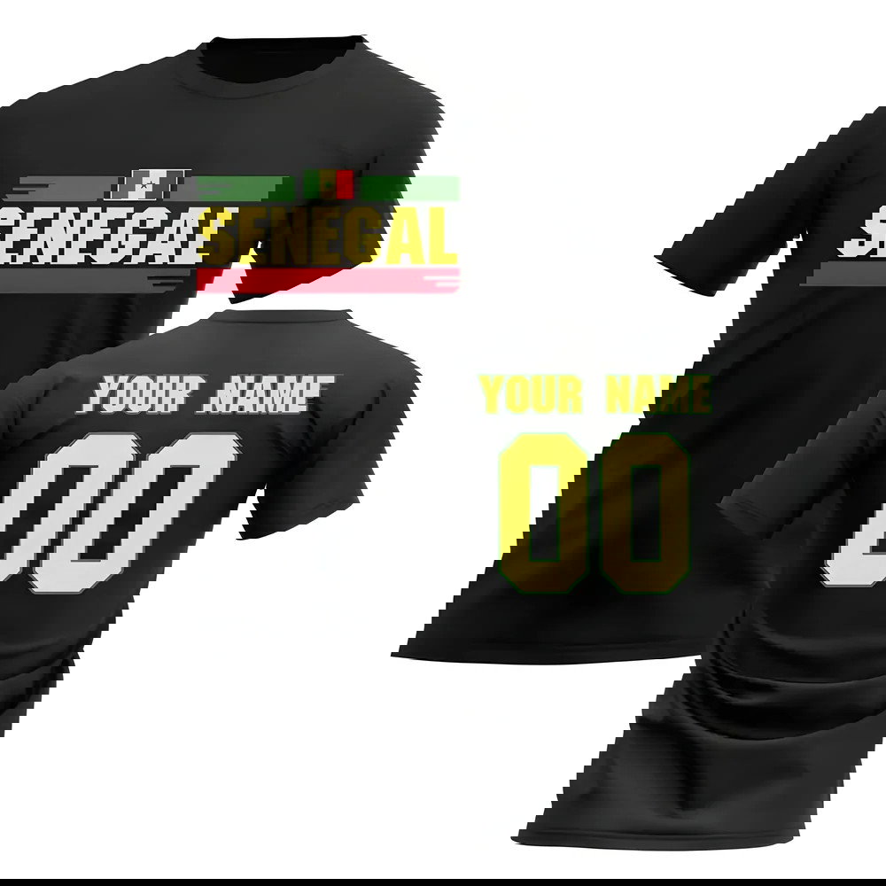 Personalised Senegal Fan Football T-Shirt (black)