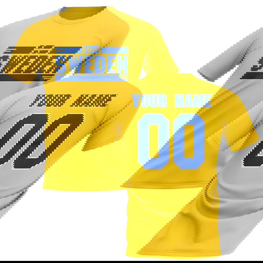 Personalised Sweden Fan Football T-Shirt (yellow)