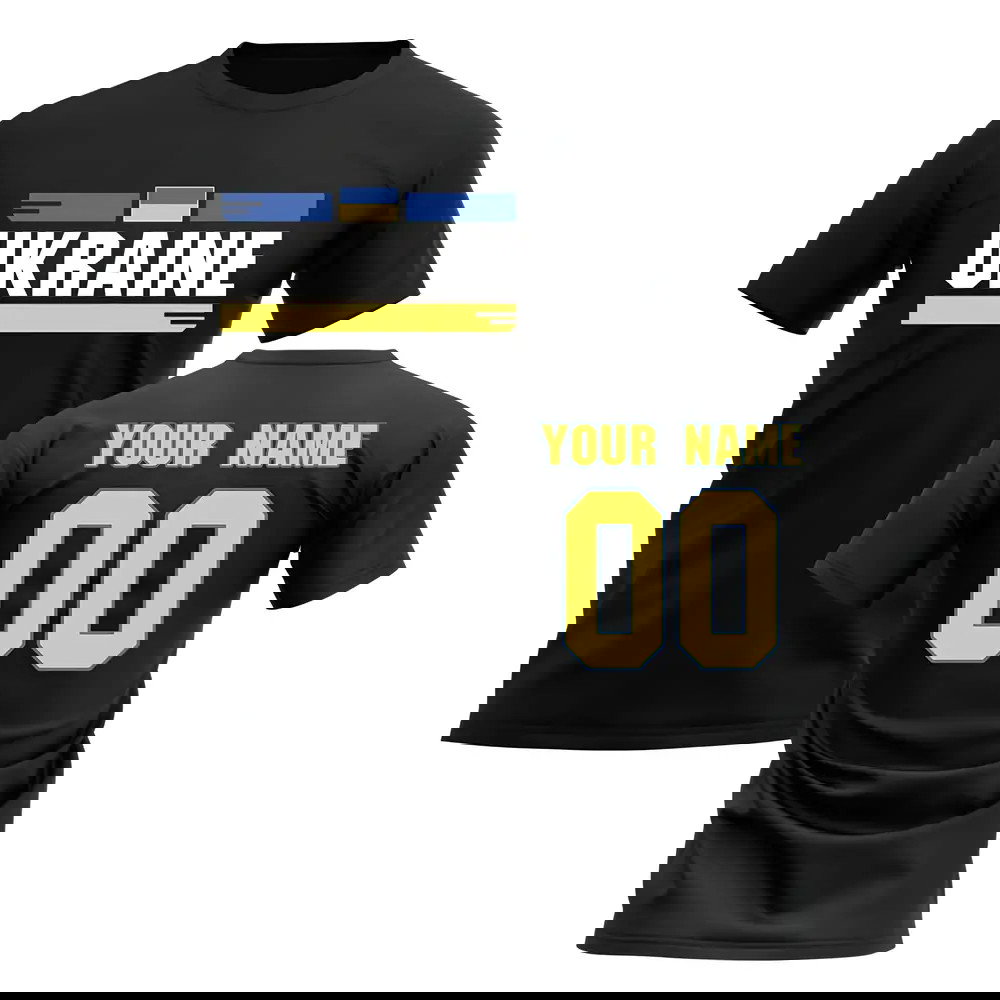 Personalised Ukraine Fan Football T-Shirt (black)