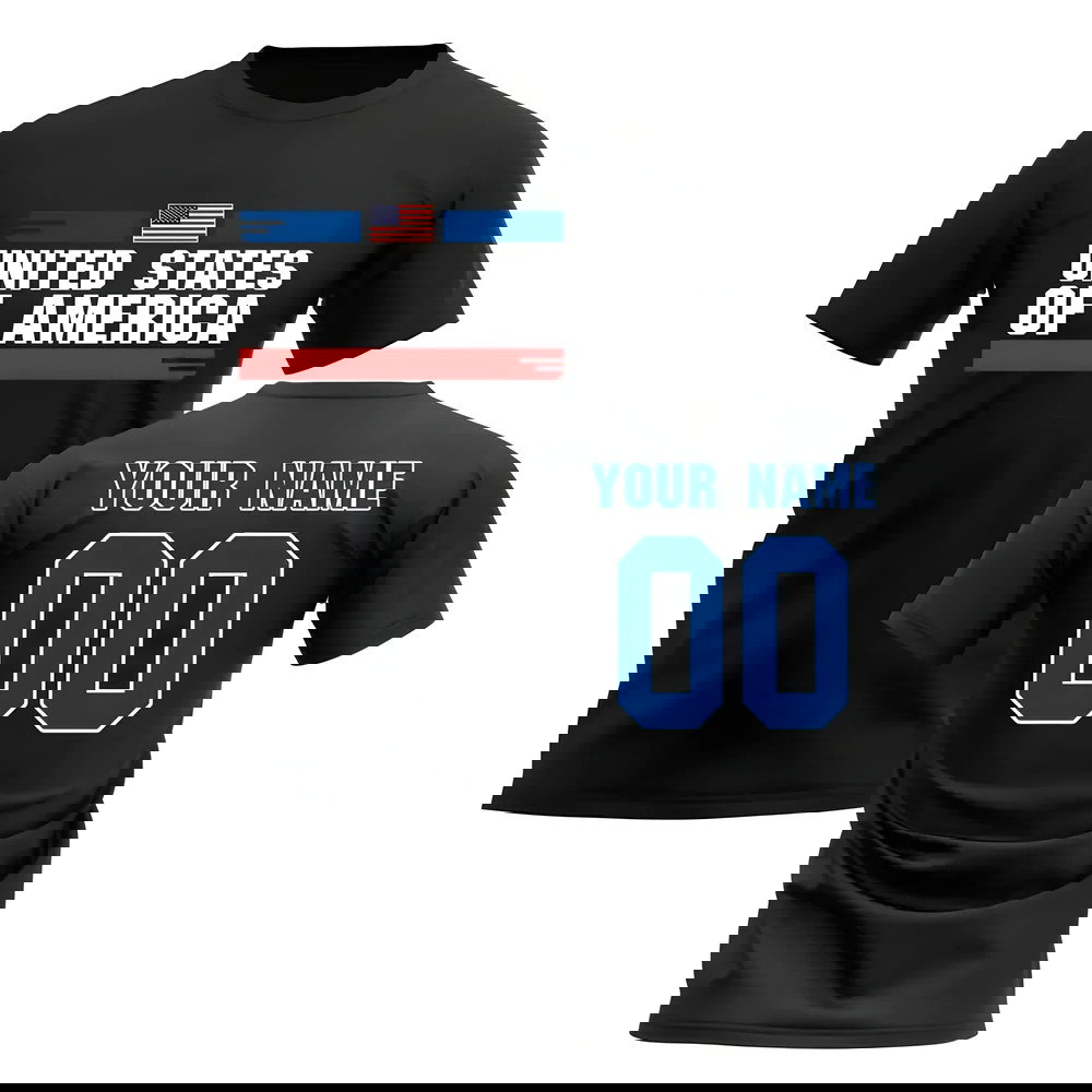 Personalised United States Fan Football T-Shirt (black)