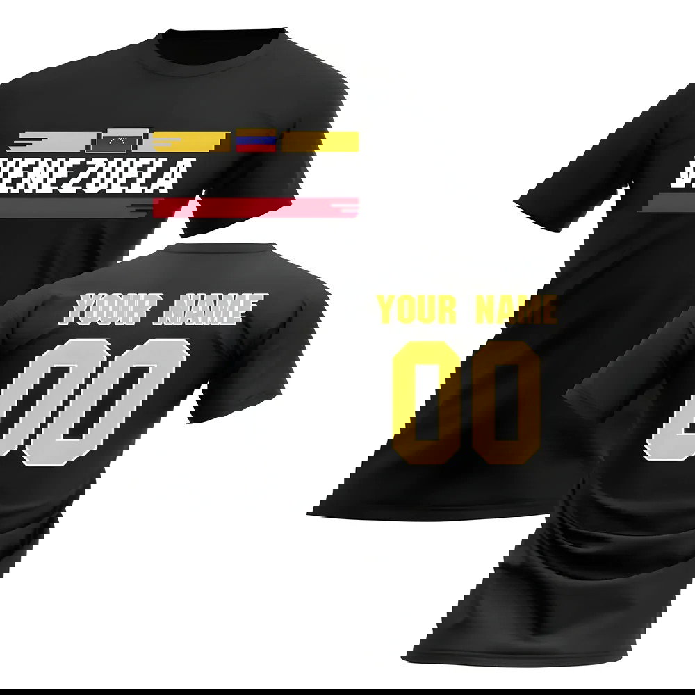 Personalised Venezuela Fan Football T-Shirt (black)