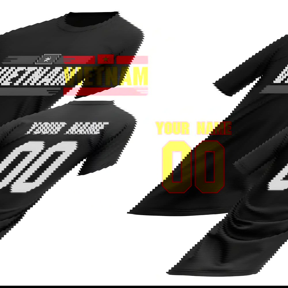 Personalised Vietnam Fan Football T-Shirt (black)