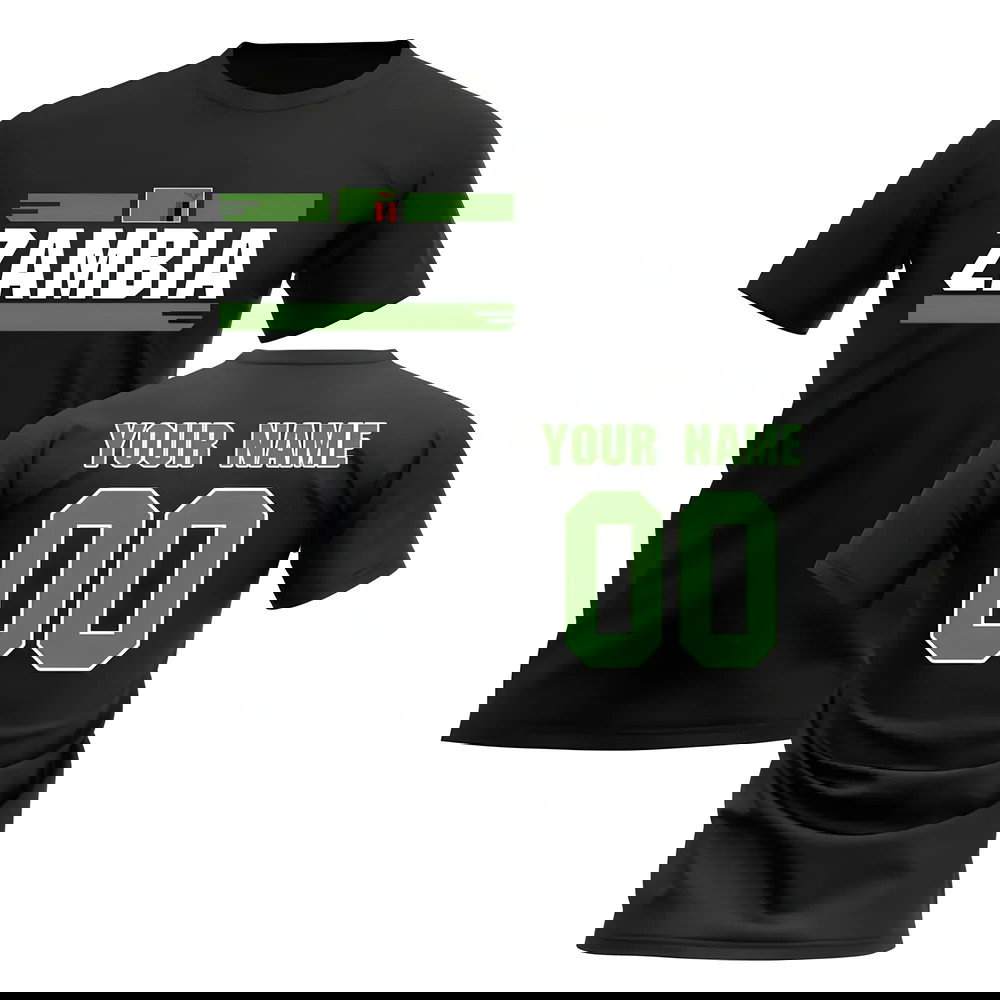 Personalised Zambia Fan Football T-Shirt (black)