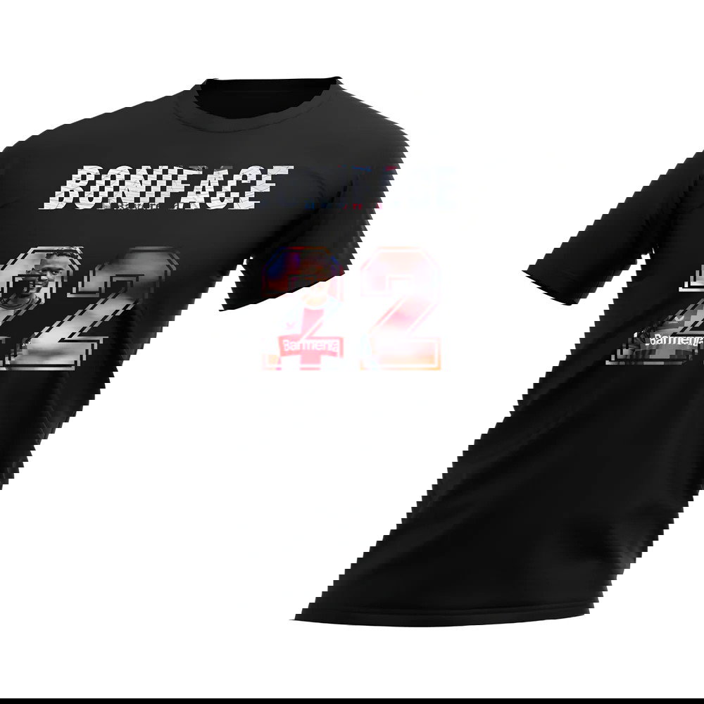 Victor Boniface Name And Number Bayer Leverkusen T-Shirt (Black)
