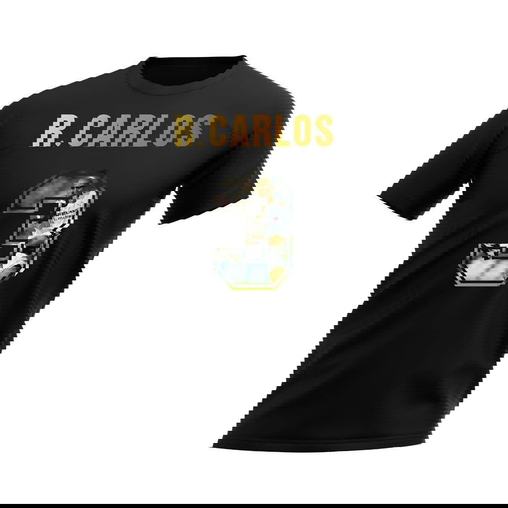 Roberto Carlos Name And Number Real Madrid T-Shirt (Black)
