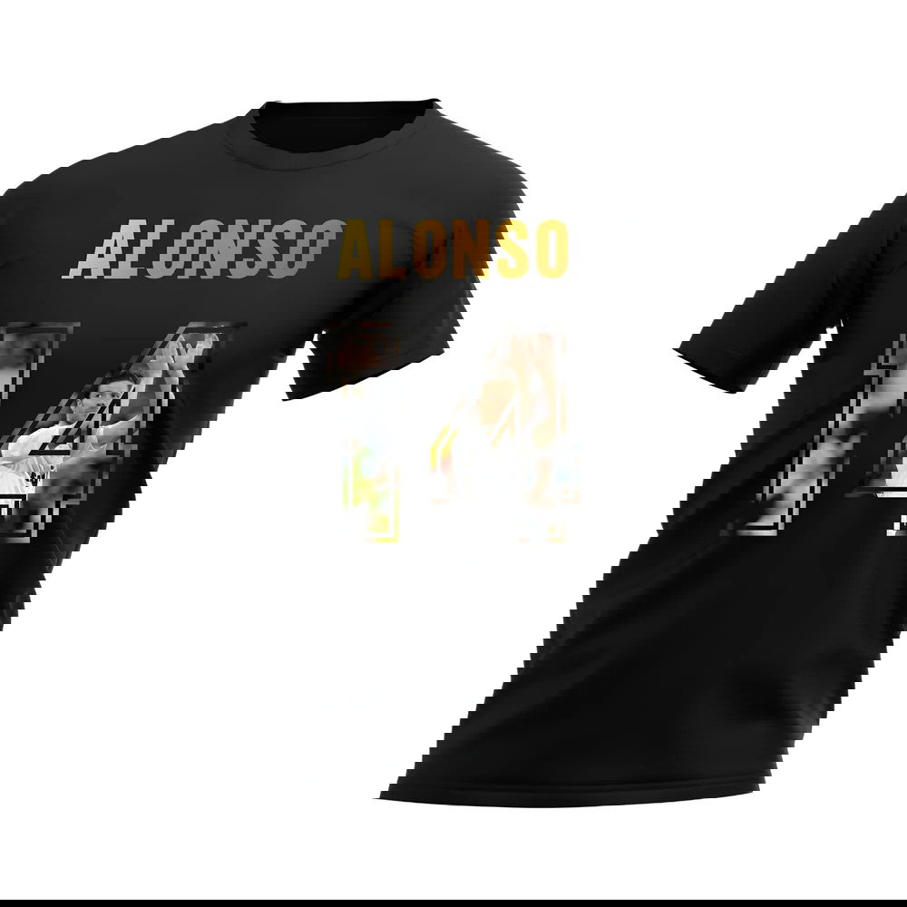 Xabi Alonso Name And Number Real Madrid T-Shirt (Black)