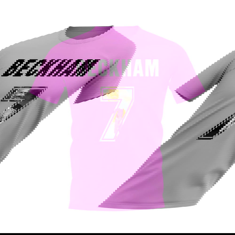 David Beckham Name And Number Inter Miami T-Shirt (Pink)