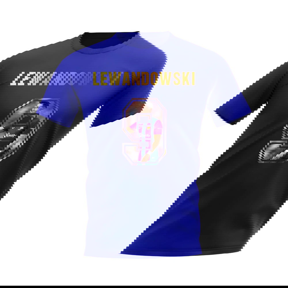 Robert Lewandowski Name And Number Barcelona T-Shirt (Blue)