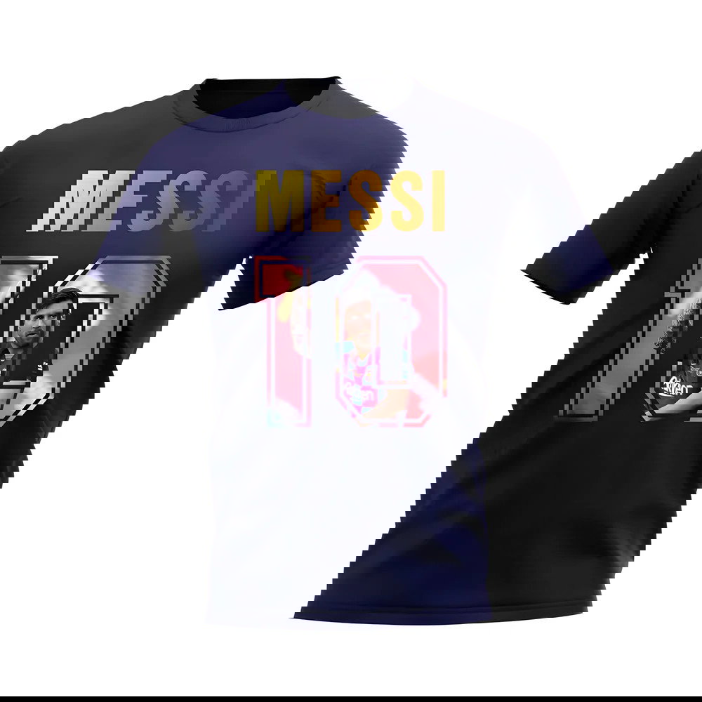 Lionel Messi Name And Number Barcelona T-Shirt (Navy)