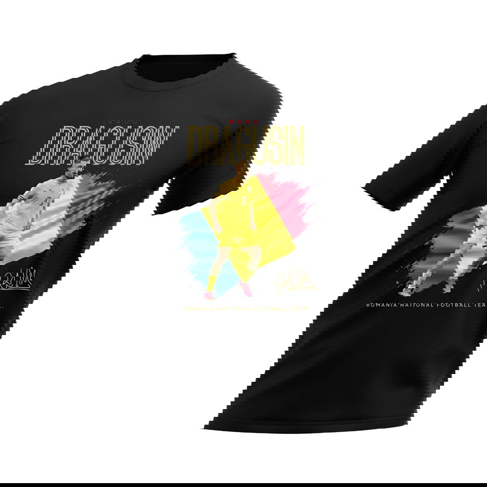 Radu Dragusin Flag and Player Romania T-Shirt (Black)