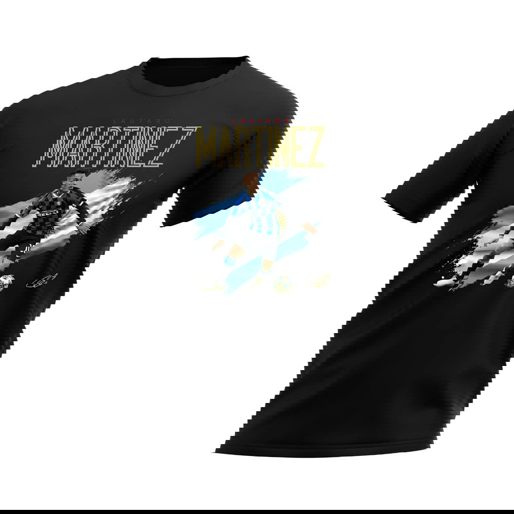 Lautaro Martinez Inter Milan Flag T-Shirt (Black)