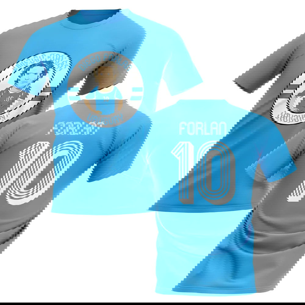 Diego Forlan Uruguay Illustration T-Shirt (Sky Blue)