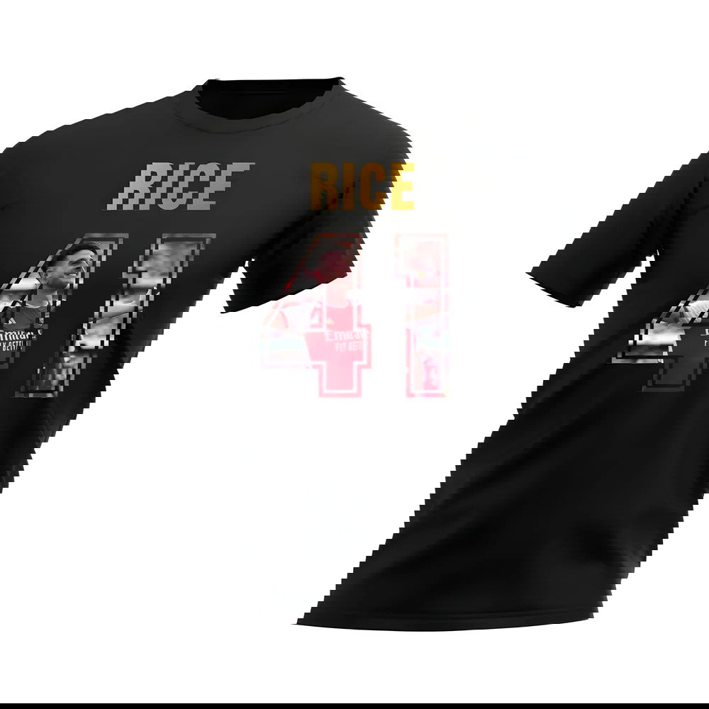 Declan Rice Name And Number Arsenal T-Shirt (Black)