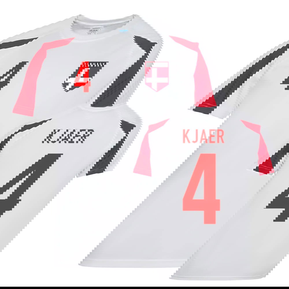 Simon Kjaer Denmark Sports Training Jersey (White-Red)