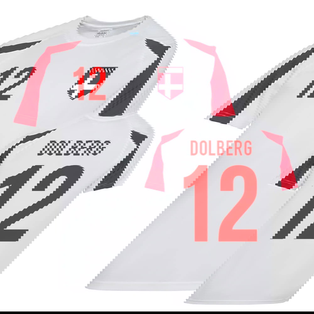 Kasper Dolberg Denmark Sports Training Jersey (White-Red)