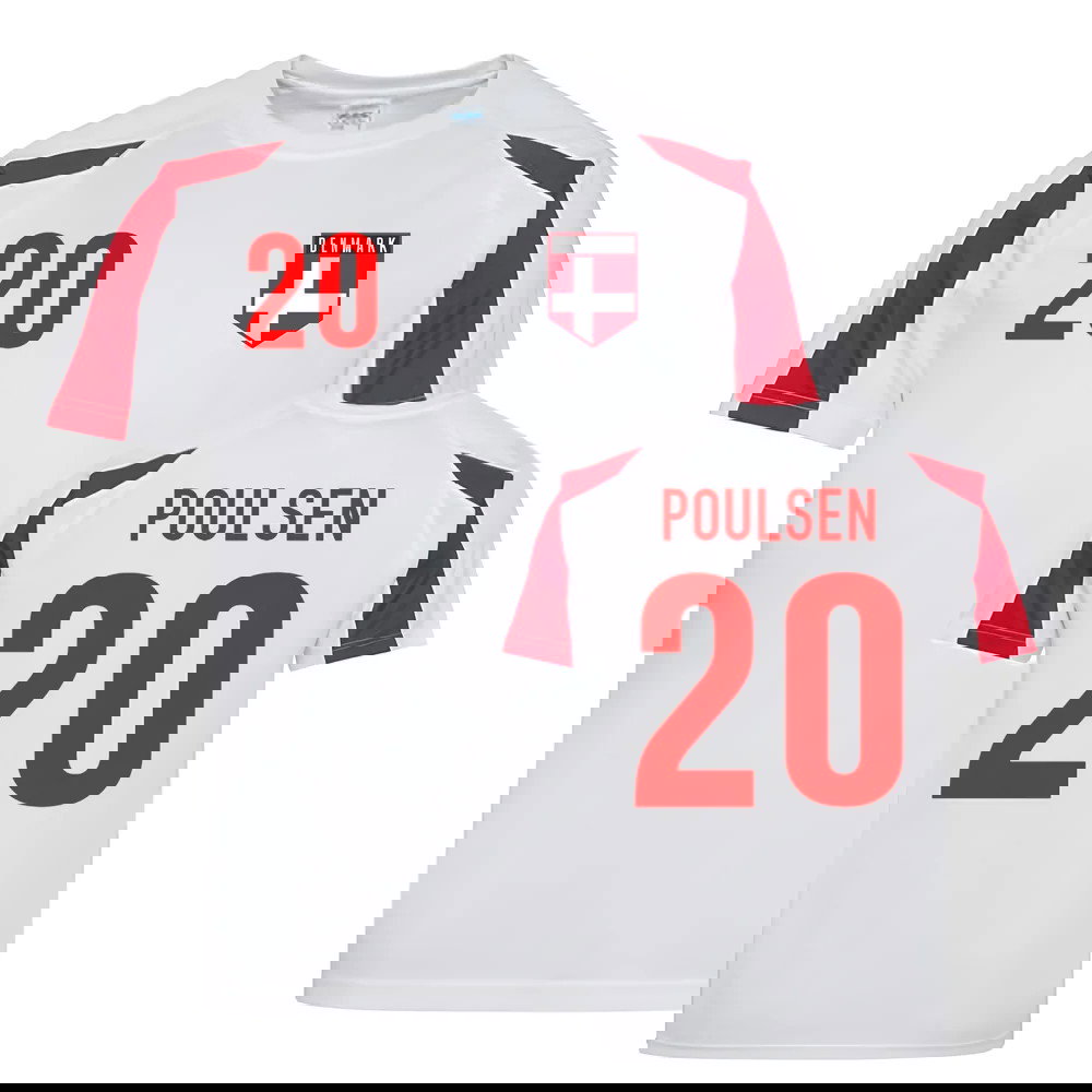 Yussuf Poulsen Denmark Sports Training Jersey (White-Red)
