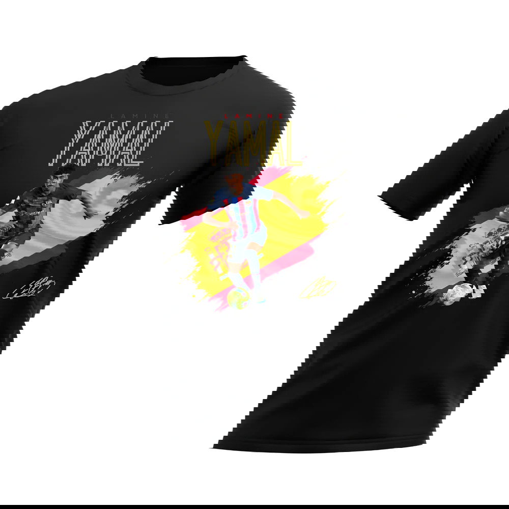 Lamine Yamal Barcelona Flag T-Shirt (Black)